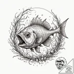 A deep-sea anglerfish with a bioluminescent l… – tattoo sketch (№1753207711_0, 22.07.2025 18:08) — tattoovalue.net