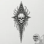 Ghost dagger crowned with bone, concept art f… – tattoo sketch (№1753210062_0, 22.07.2025 18:47) — tattoovalue.net