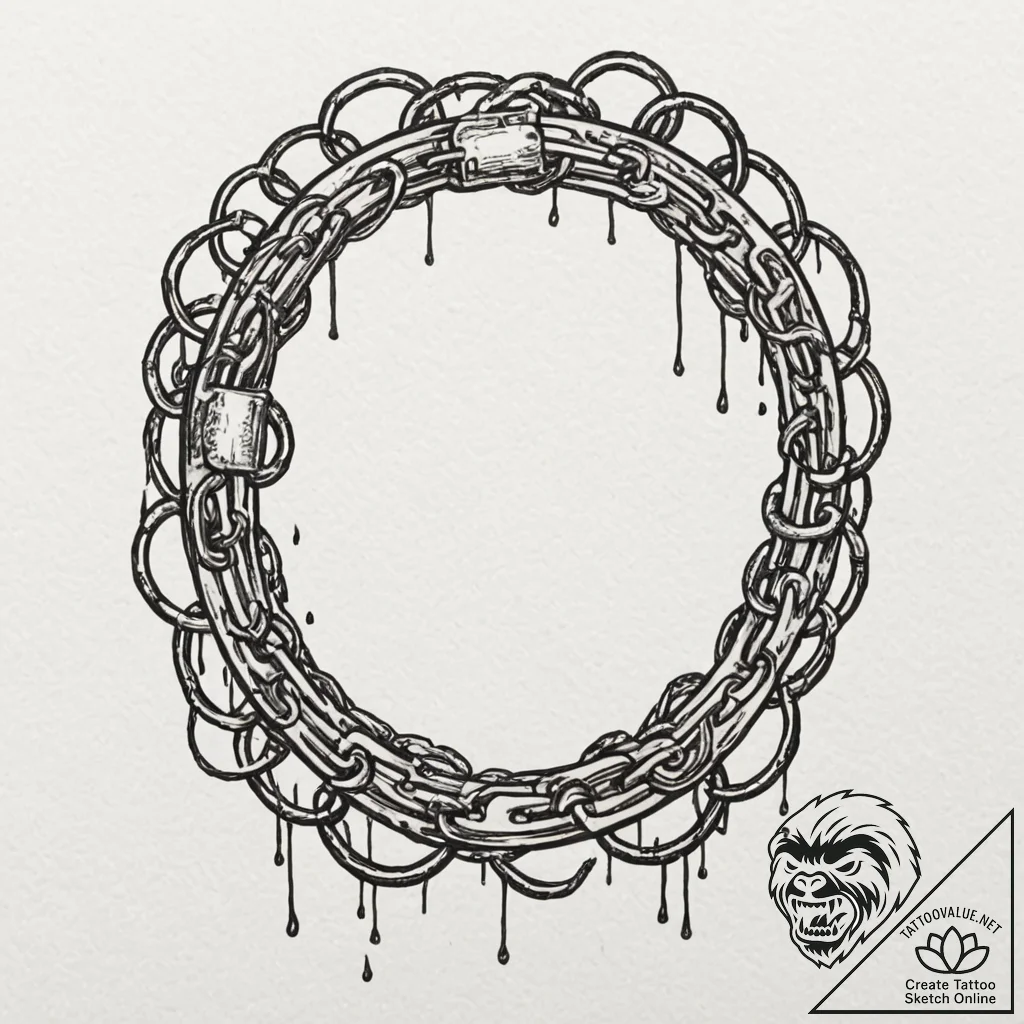 Stone portal bound in chains, tattoo flash sh... - tattoo sketch (№1753210447_0, 22.07.2025 18:54) — tattoovalue.net