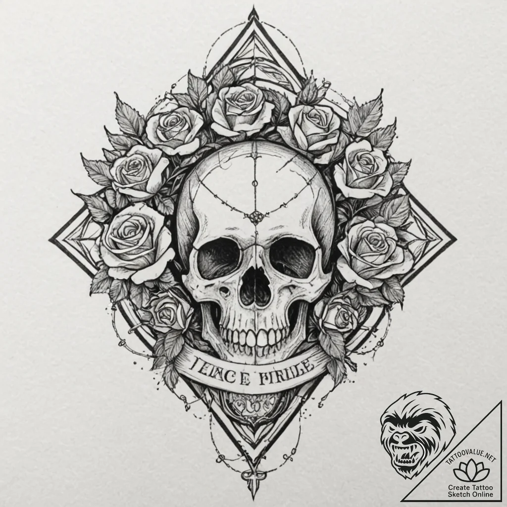 Atomic explosion forming skull shape, tattoo... - tattoo sketch (№1753211065_0, 22.07.2025 19:04) — tattoovalue.net