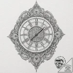 Atomic clock melting through void, tattoo ske… – tattoo sketch (№1753211839_0, 22.07.2025 19:17) — tattoovalue.net