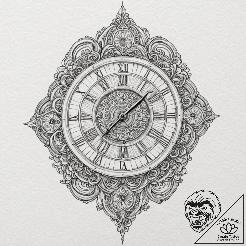 Atomic clock melting through void, tattoo ske... - tattoo sketch (№1753211839_0, 22.07.2025 19:17) — tattoovalue.net
