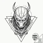 Predator’s bio-mask, with the triangular lase… – tattoo sketch (№1753211916_0, 22.07.2025 19:18) — tattoovalue.net