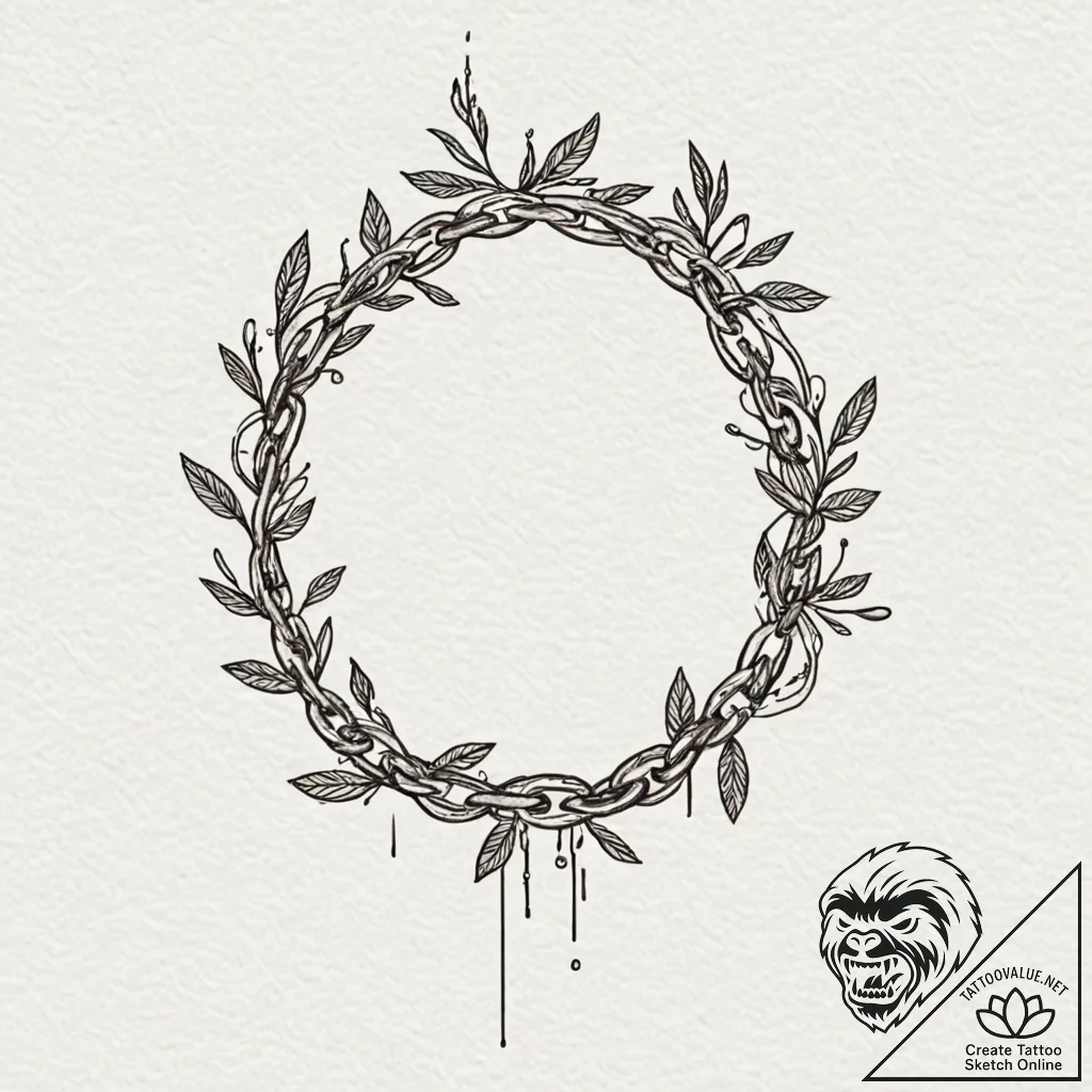 Olive branch bound in chains, tattoo sketch d... - tattoo sketch (№1753212071_0, 22.07.2025 19:21) — tattoovalue.net