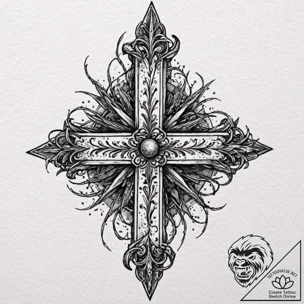 Hidden relic crowned with thorns, tattoo flas... - tattoo sketch (№1753212633_0, 22.07.2025 19:30) — tattoovalue.net