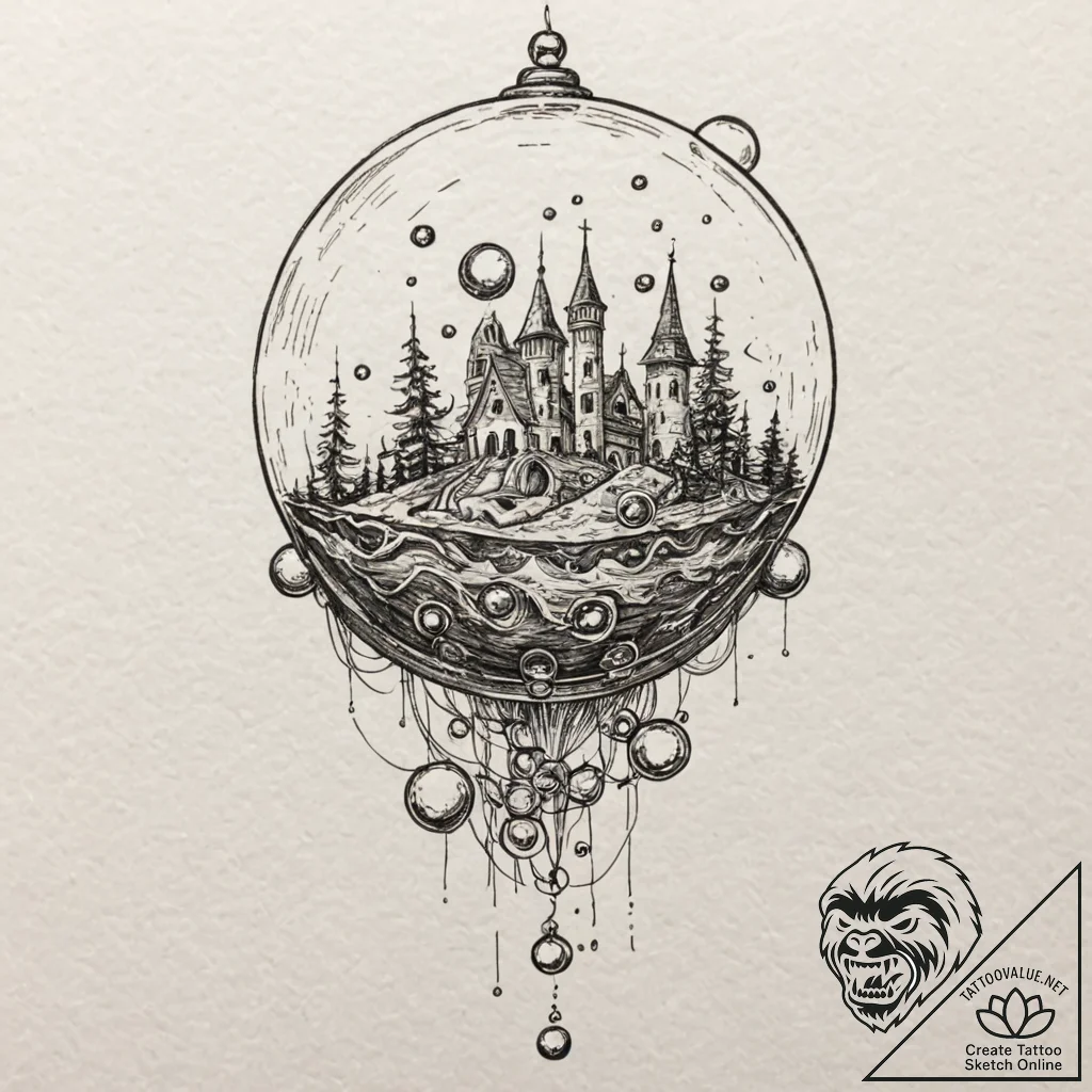A whimsical bubble machine, fun,, tattoo line... - tattoo sketch (№1753212798_0, 22.07.2025 19:33) — tattoovalue.net