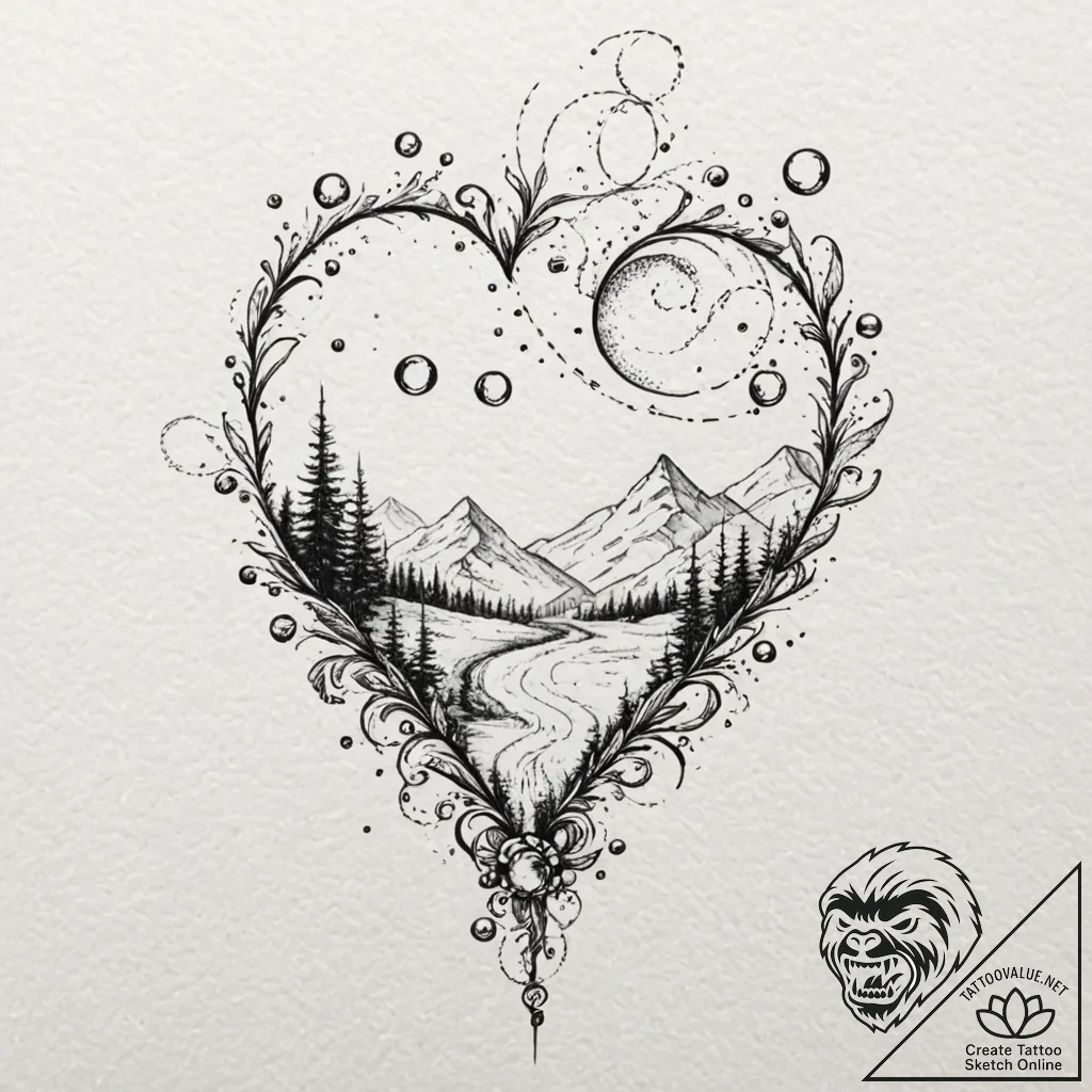 A whimsical bubble wand trail, magical,, tatt... - tattoo sketch (№1753215344_0, 22.07.2025 20:15) — tattoovalue.net