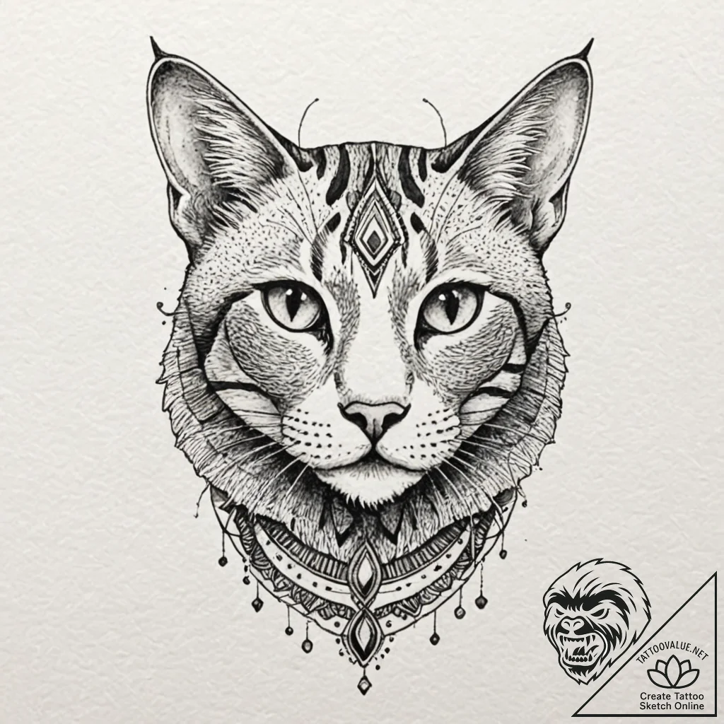 Egyptian cat, tattoo flash sheet design, mute... - tattoo sketch (№1753215875_0, 22.07.2025 20:24) — tattoovalue.net