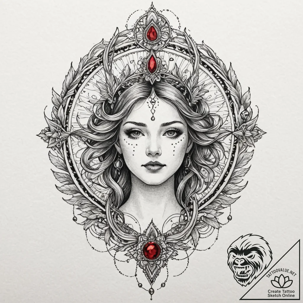 Quill beneath spectral halo, tattoo line art,... - tattoo sketch (№1753216047_0, 22.07.2025 20:27) — tattoovalue.net