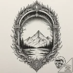 Wraith flame beneath spectral arch, ink illus… – tattoo sketch (№1753216132_0, 22.07.2025 20:28) — tattoovalue.net