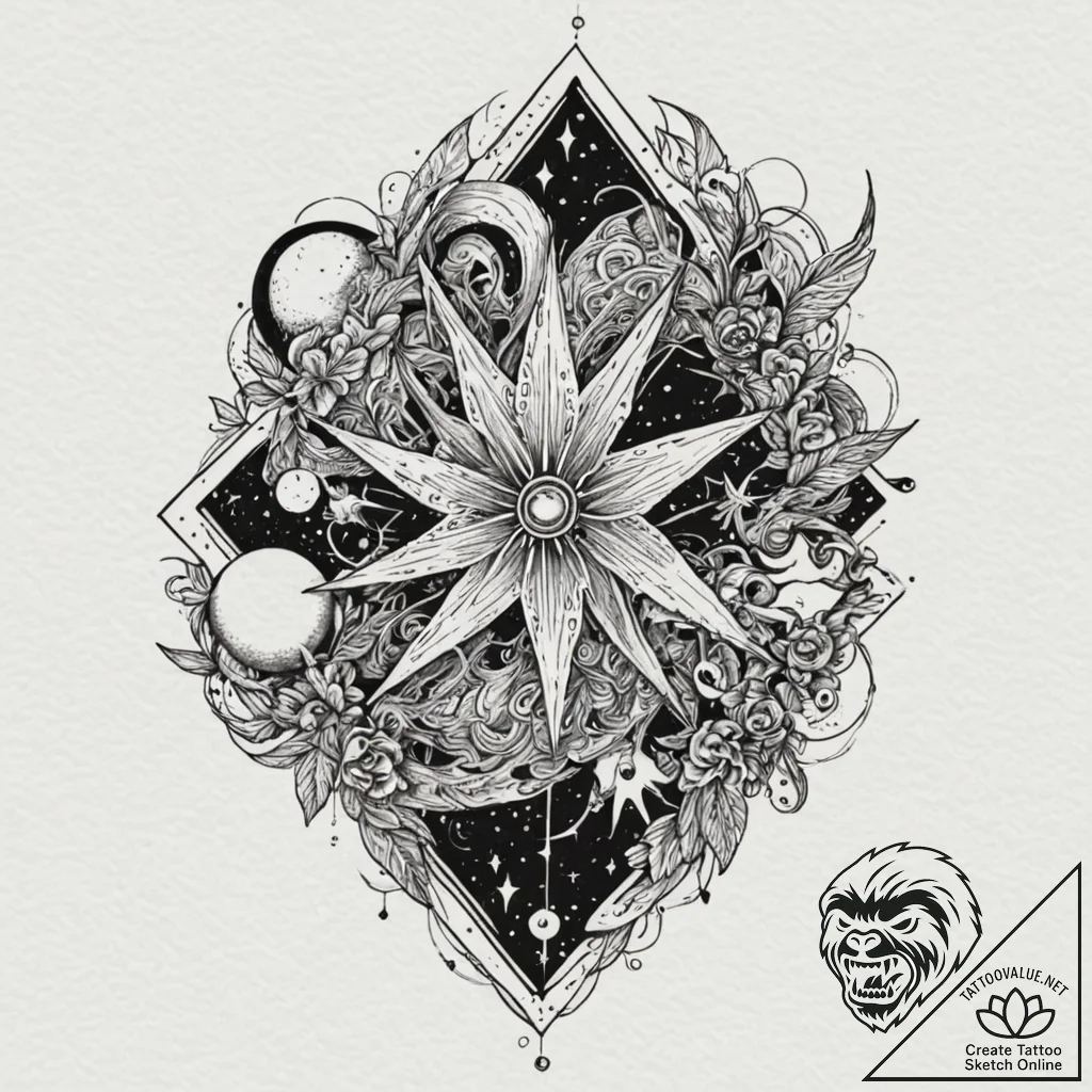 Triptych showing the birth, life, and death o... - tattoo sketch (№1753216311_0, 22.07.2025 20:31) — tattoovalue.net