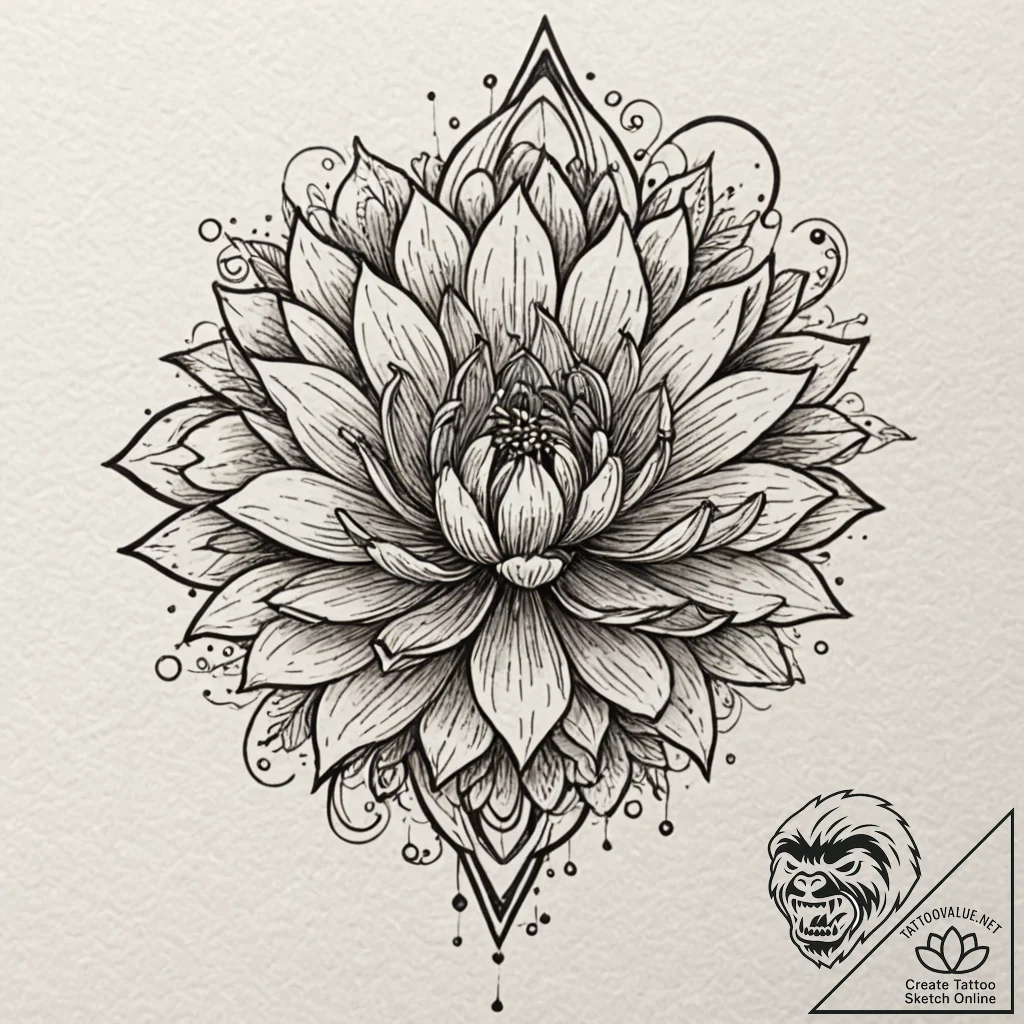 Jagged relic beneath spectral bloom, tattoo d... - tattoo sketch (№1753217895_0, 22.07.2025 20:58) — tattoovalue.net