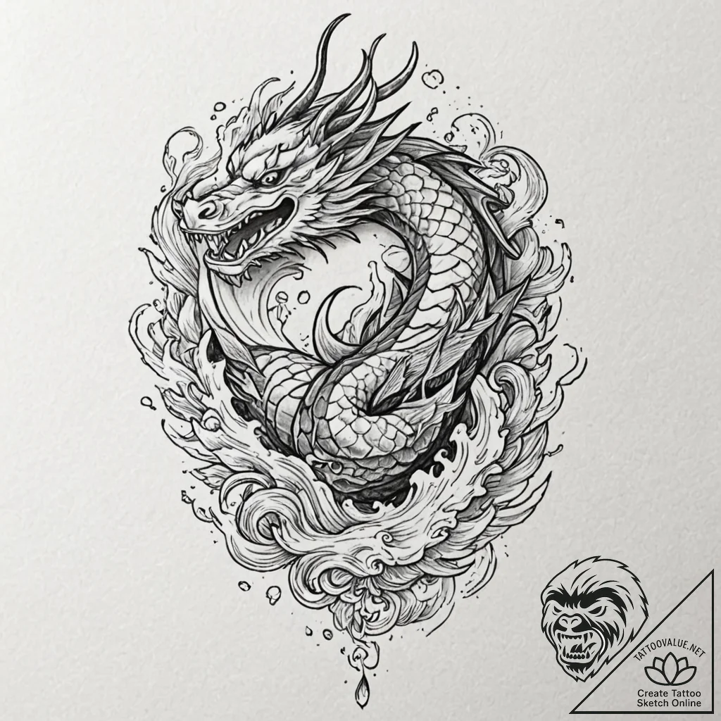 Runic wings tearing through mist, ink illustr... - tattoo sketch (№1753218047_0, 22.07.2025 21:00) — tattoovalue.net
