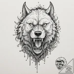 Werewolf, mid-transformation, muscles and bon… – tattoo sketch (№1753218506_0, 22.07.2025 21:08) — tattoovalue.net