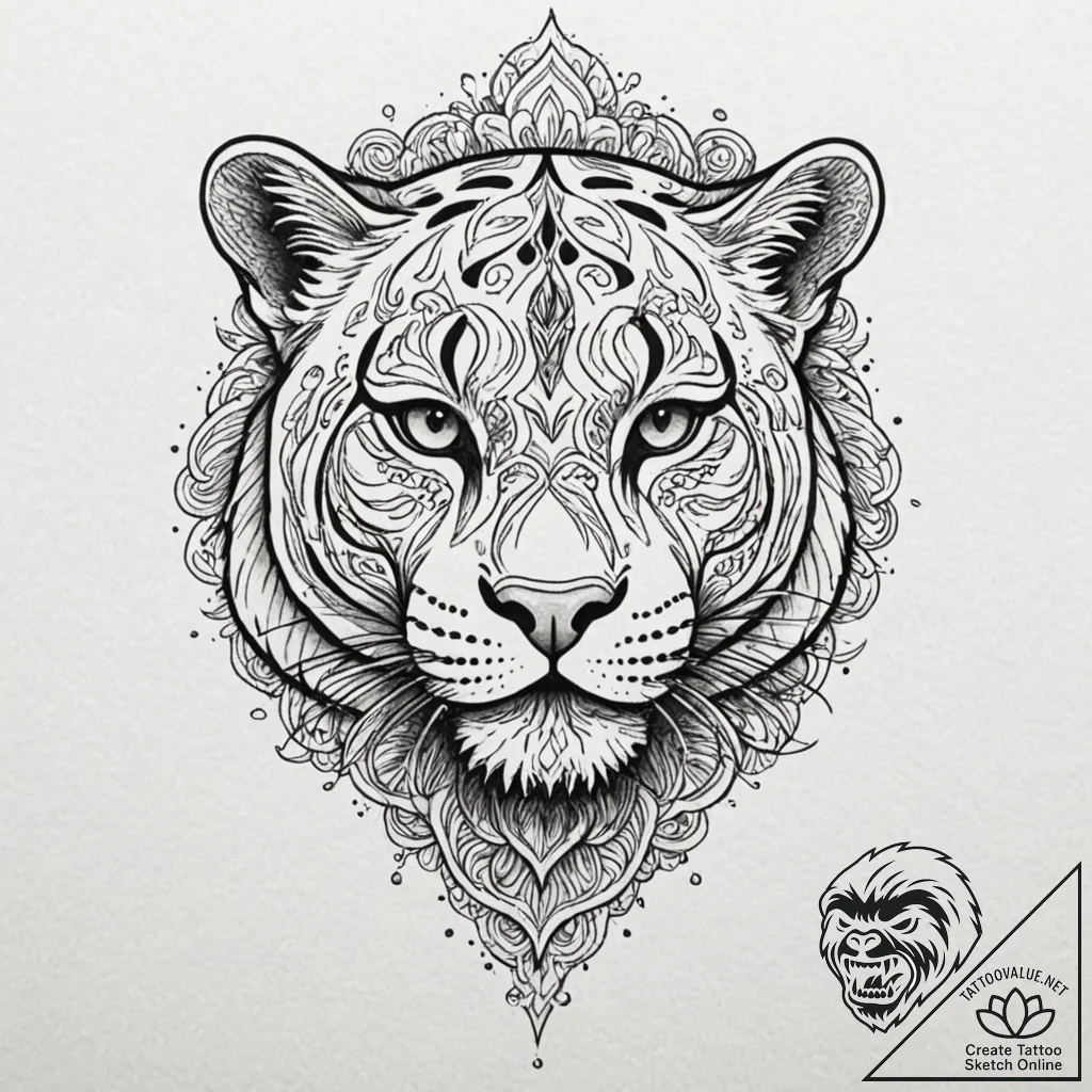 Panther, tattoo line art, black and red ink,... - tattoo sketch (№1753218582_0, 22.07.2025 21:09) — tattoovalue.net
