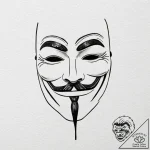 V for vendetta mask – tattoo sketch (№1753218833_0, 22.07.2025 21:13) — tattoovalue.net