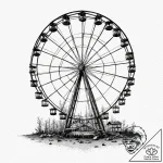 An abandoned amusement park at dusk, rusted f… – tattoo sketch (№1753218997_0, 22.07.2025 21:16) — tattoovalue.net
