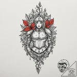 Burning ivy consuming armor, tattoo flash she… – tattoo sketch (№1753219657_0, 22.07.2025 21:27) — tattoovalue.net