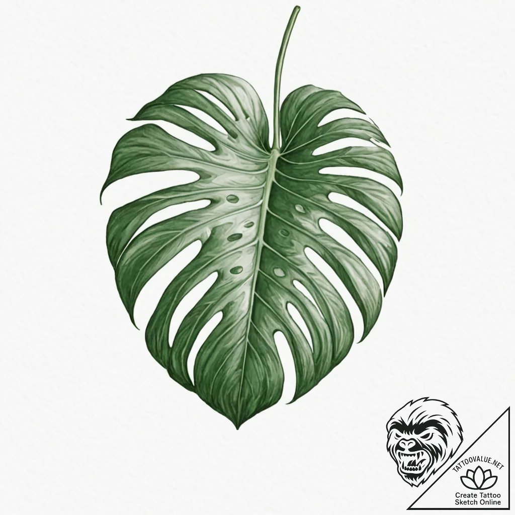 A monstera leaf - tattoo sketch (№1753220007_0, 22.07.2025 21:33) — tattoovalue.net