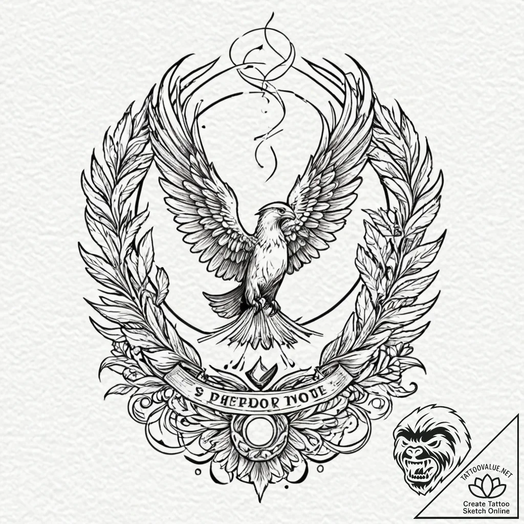 Phoenix, tattoo flash sheet design, clear ima... - tattoo sketch (№1753220377_0, 22.07.2025 21:39) — tattoovalue.net
