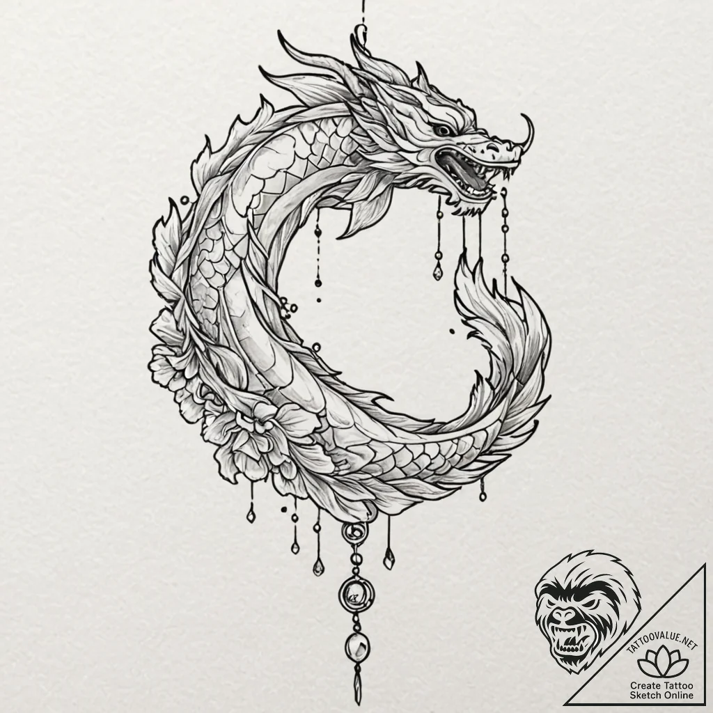 Wind chime made of slices of agate and crysta... - tattoo sketch (№1753220458_0, 22.07.2025 21:40) — tattoovalue.net