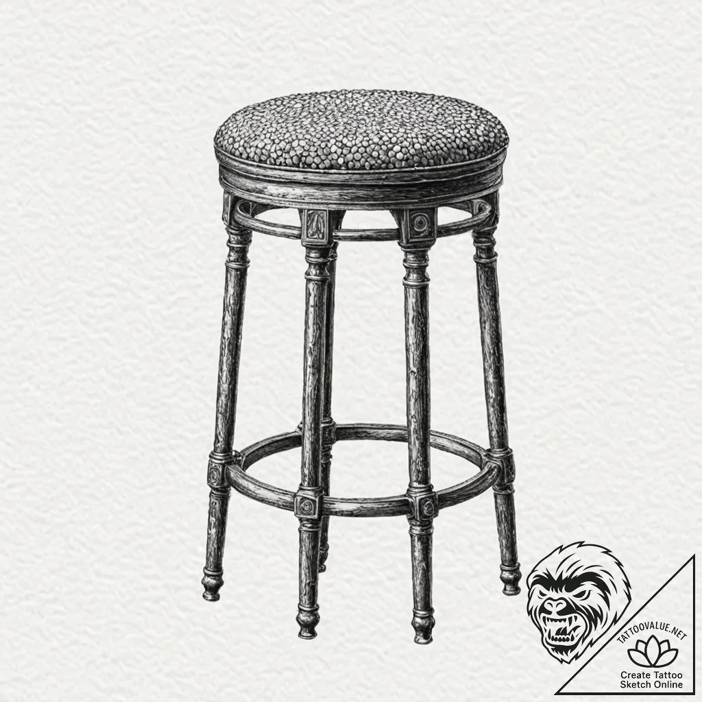 A classic bar stool, casual,, ink illustratio... - tattoo sketch (№1753221355_0, 22.07.2025 21:55) — tattoovalue.net