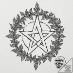 Wiccan pentacle entwined with ivy, artistic t… – tattoo sketch (№1753222177_0, 22.07.2025 22:09) — tattoovalue.net
