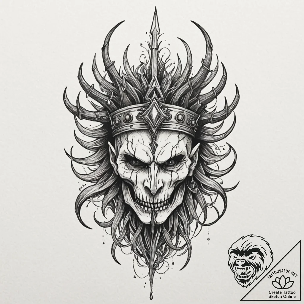 Clawed helm crowned with roots, tattoo drawin... - tattoo sketch (№1753222489_0, 22.07.2025 22:14) — tattoovalue.net