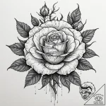 Withered rose blooming from bones, artistic t… – tattoo sketch (№1753222567_0, 22.07.2025 22:16) — tattoovalue.net