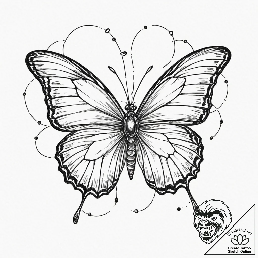 Atomic butterfly with circuit veins, concept... - tattoo sketch (№1753223064_0, 22.07.2025 22:24) — tattoovalue.net
