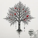Feathered bloom beneath spectral tree, tattoo… – tattoo sketch (№1753223321_0, 22.07.2025 22:28) — tattoovalue.net