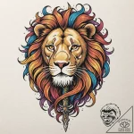 Lion tail coiled around dagger, ink illustrat… – tattoo sketch (№1753223405_0, 22.07.2025 22:30) — tattoovalue.net