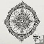 Octagon shield split by blade, artistic tatto… – tattoo sketch (№1753224422_0, 22.07.2025 22:47) — tattoovalue.net