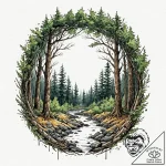 Dark portal opening in forest, concept art fo… – tattoo sketch (№1753224506_0, 22.07.2025 22:48) — tattoovalue.net