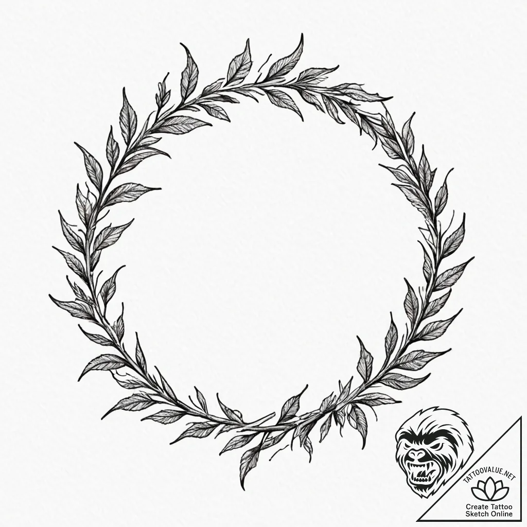 Black thorns curling into circle, tattoo draw... - tattoo sketch (№1753224592_0, 22.07.2025 22:49) — tattoovalue.net