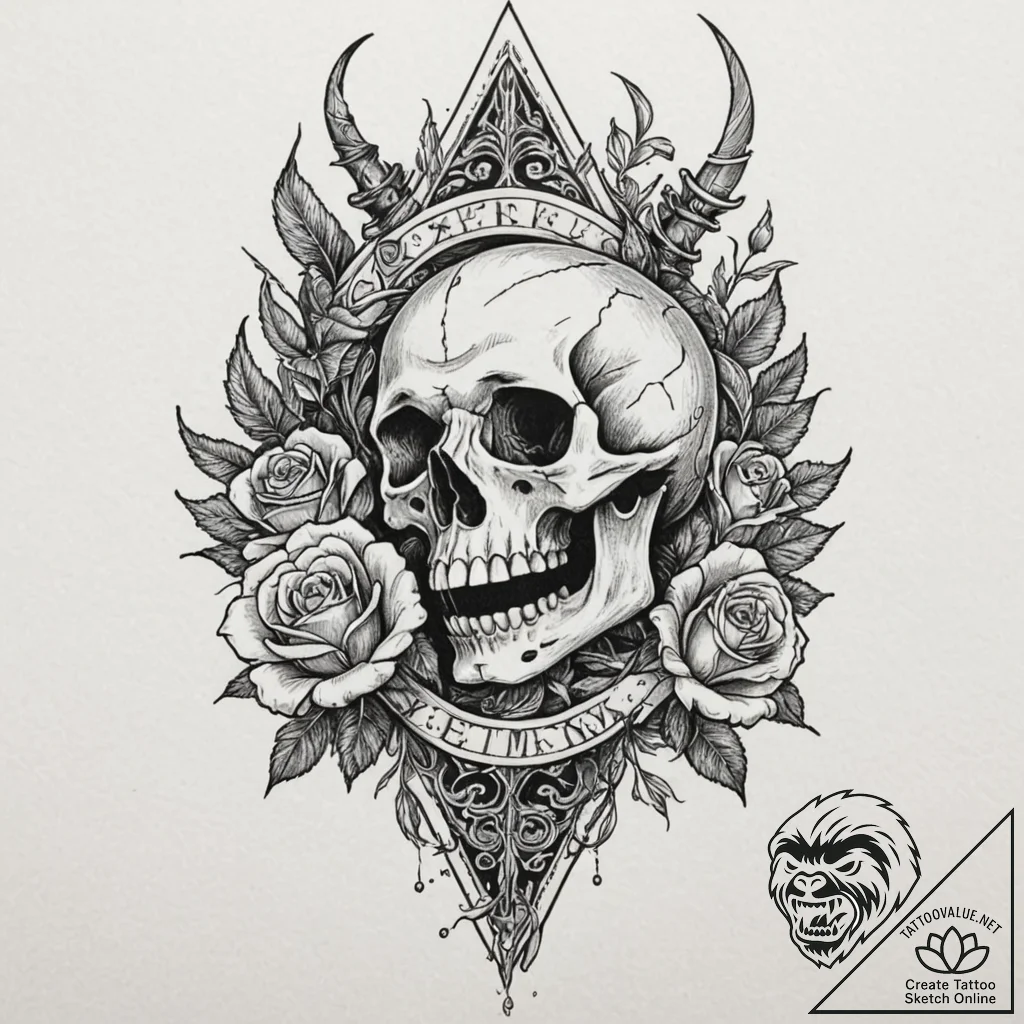 Thorned dagger devouring flame, tattoo flash... - tattoo sketch (№1753224929_0, 22.07.2025 22:55) — tattoovalue.net