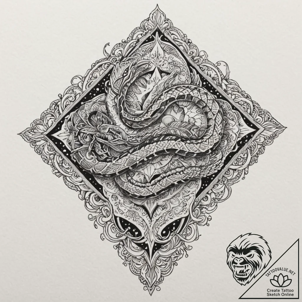 Dream serpent floating through stars, tattoo... - tattoo sketch (№1753225780_0, 22.07.2025 23:09) — tattoovalue.net