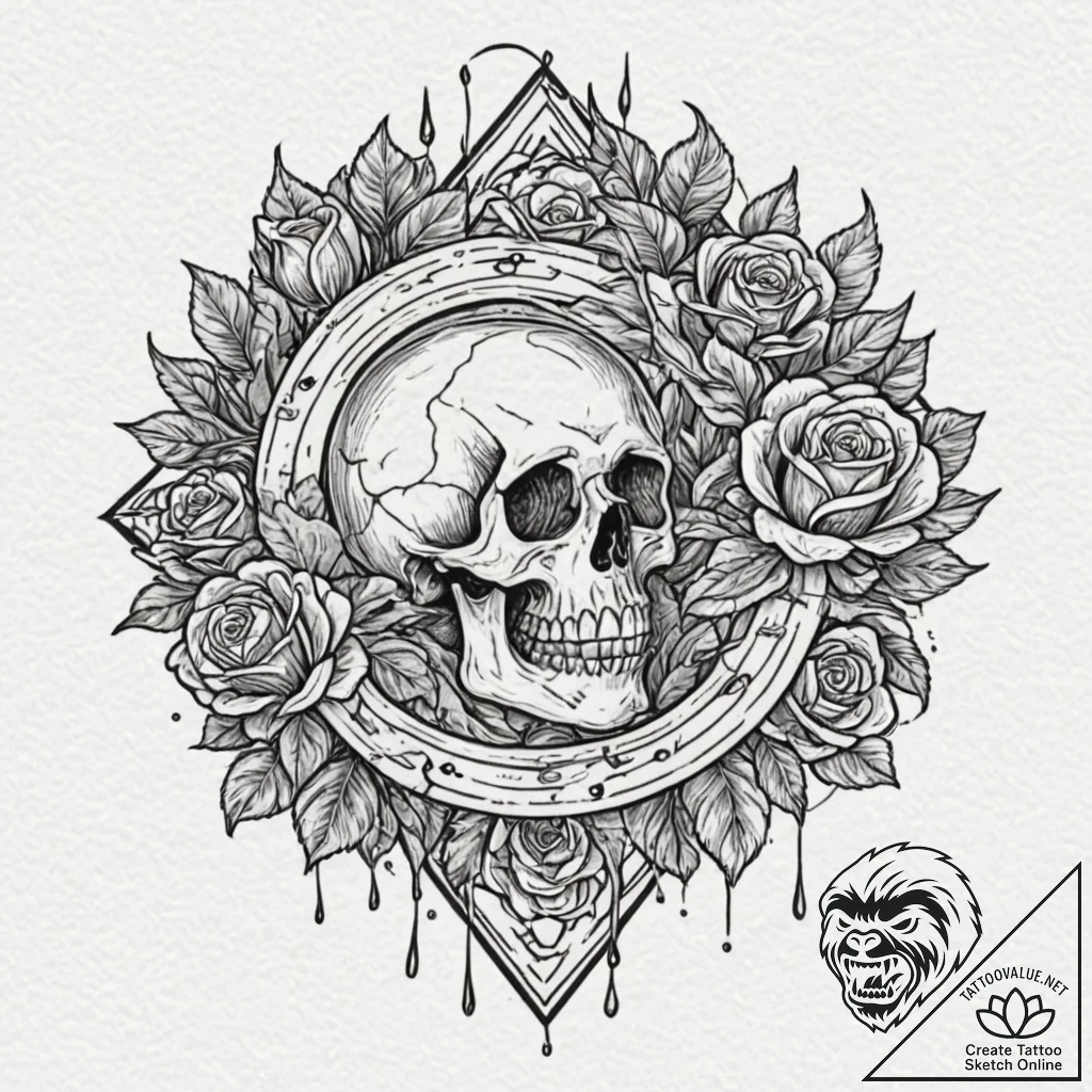 Broken sigil unraveling mid-air, ink illustra... - tattoo sketch (№1753225863_0, 22.07.2025 23:11) — tattoovalue.net