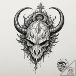 Horned helm beneath shattered moon, tattoo fl… – tattoo sketch (№1753226030_0, 22.07.2025 23:13) — tattoovalue.net