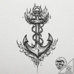 Anchor with wings and flames, concept art for… – tattoo sketch (№1753226197_0, 22.07.2025 23:16) — tattoovalue.net