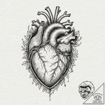 Anatomical heart as a cage with a bird inside… – tattoo sketch (№1753226868_0, 22.07.2025 23:27) — tattoovalue.net