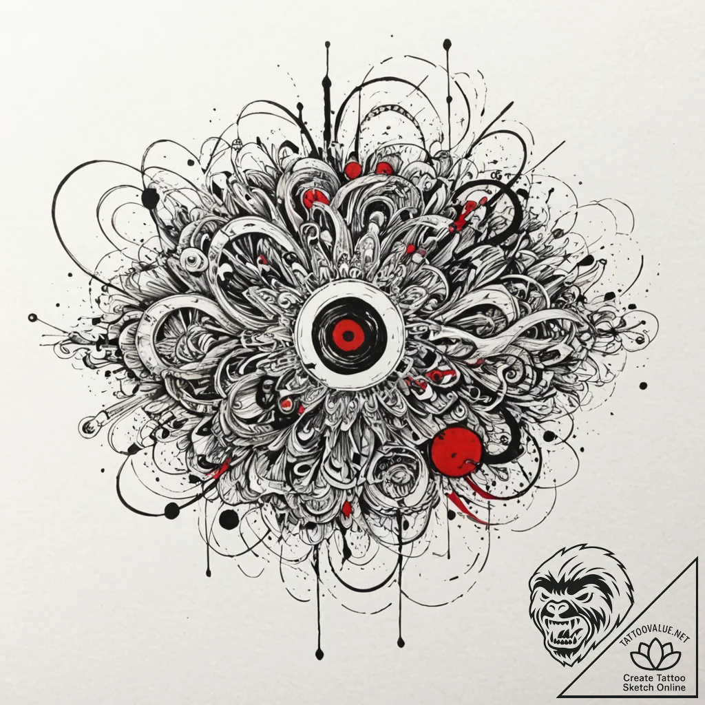 A powerful buzzing sound wave, vibrating,, in... - tattoo sketch (№1753227034_0, 22.07.2025 23:30) — tattoovalue.net