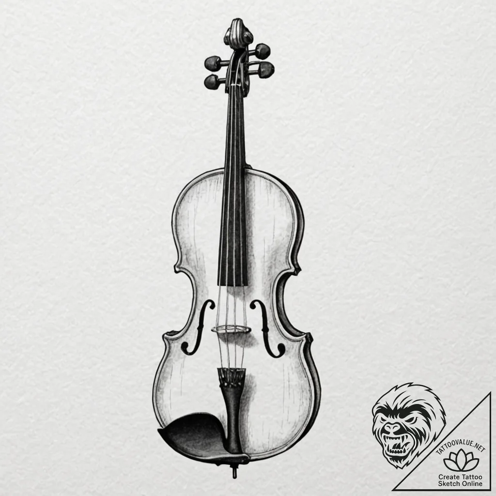 Viola da gamba made from polished, dark bone,... - tattoo sketch (№1753227698_0, 22.07.2025 23:41) — tattoovalue.net