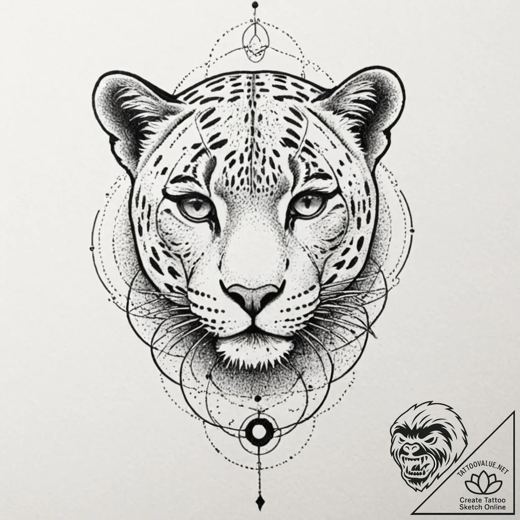 Panther shadow beneath starlit sky, tattoo sk... - tattoo sketch (№1753227946_0, 22.07.2025 23:45) — tattoovalue.net