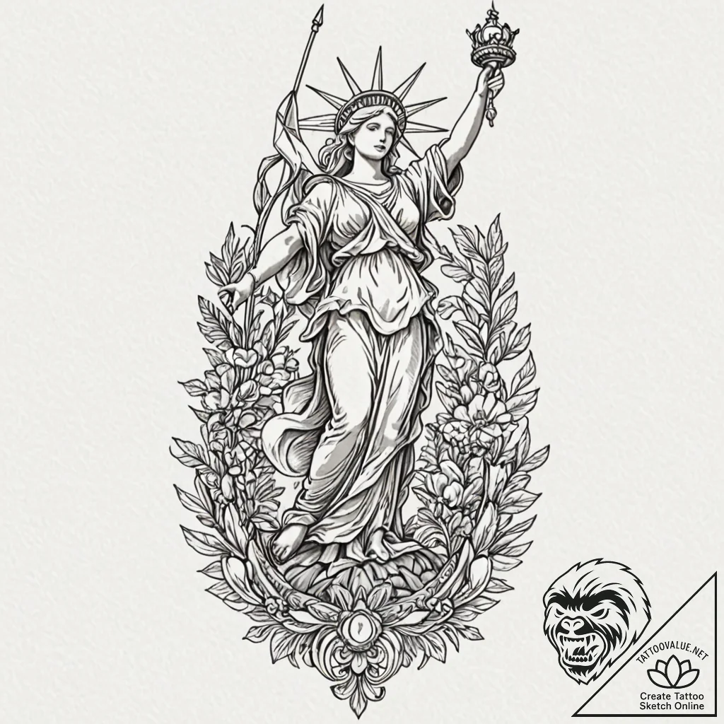 Motherland (statue), tattoo sketch design, ae... - tattoo sketch (№1753228677_0, 22.07.2025 23:57) — tattoovalue.net