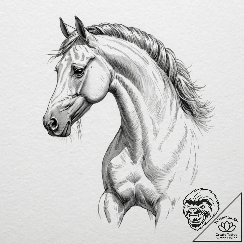 Horse - tattoo sketch (№1753228904_0, 23.07.2025 00:01) — tattoovalue.net