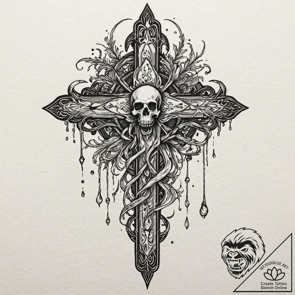 Plague blade dripping spectral poison, tattoo... - tattoo sketch (№1753228979_0, 23.07.2025 00:02) — tattoovalue.net