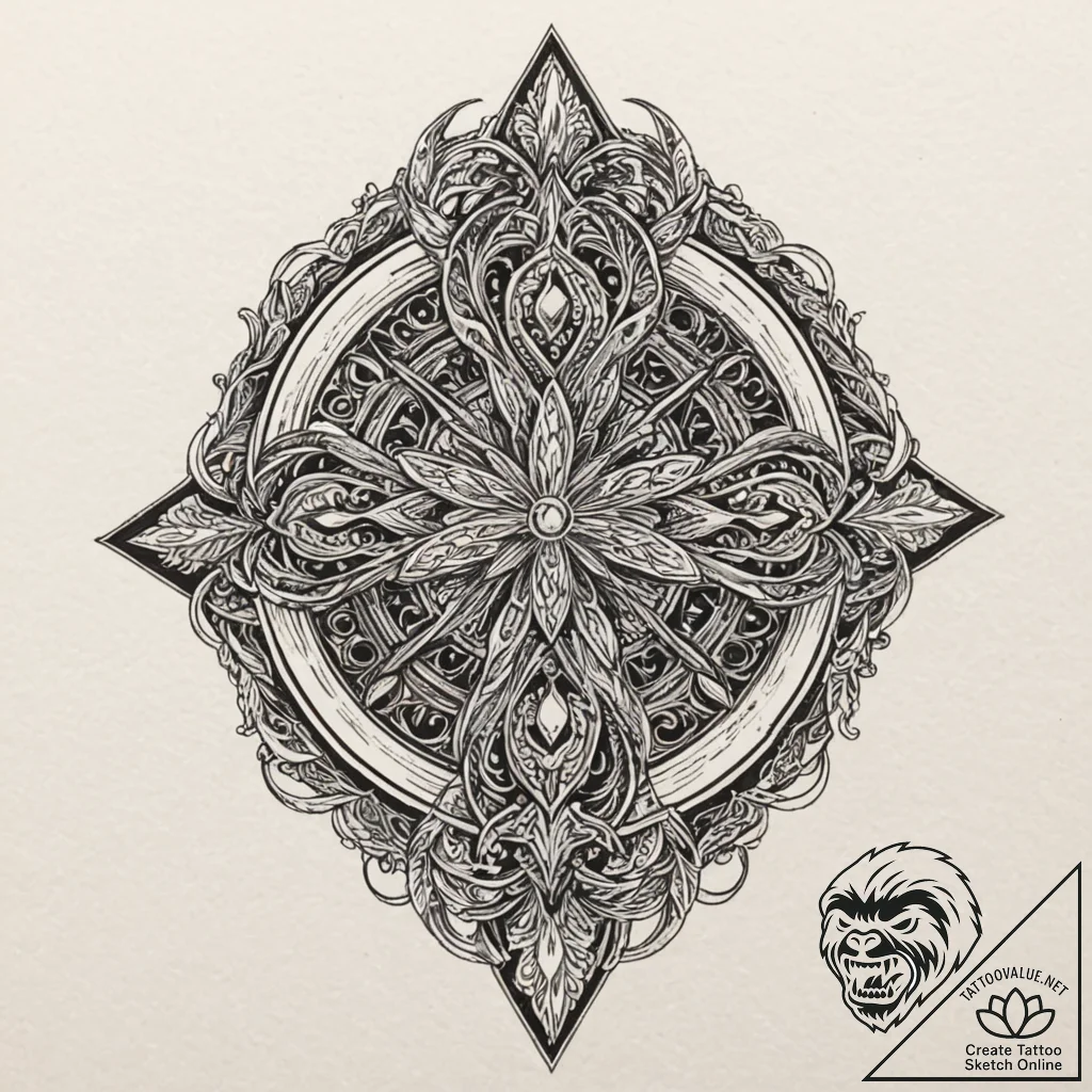 Armor forged from starlight and shadow, ink i... - tattoo sketch (№1753229587_0, 23.07.2025 00:13) — tattoovalue.net