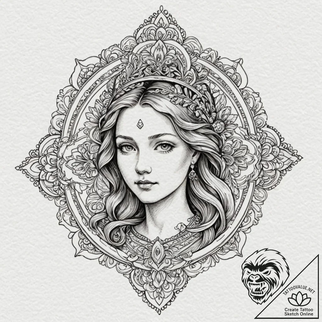Icon of god mothers, artistic tattoo sketch,... - tattoo sketch (№1753230801_0, 23.07.2025 00:33) — tattoovalue.net