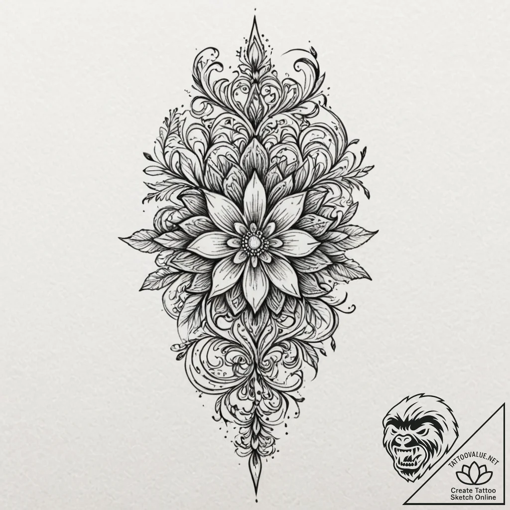 Ghost dagger through spectral bloom, tattoo d... - tattoo sketch (№1753230877_0, 23.07.2025 00:34) — tattoovalue.net